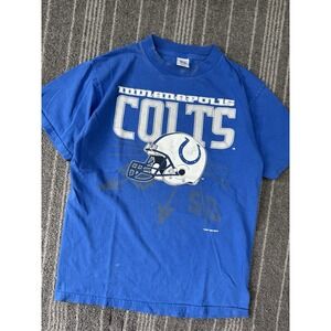 Indianapolis Colts Shirt Men Medium Blue Vintage 1996 Helmet Graphic Logo 7 Nfl